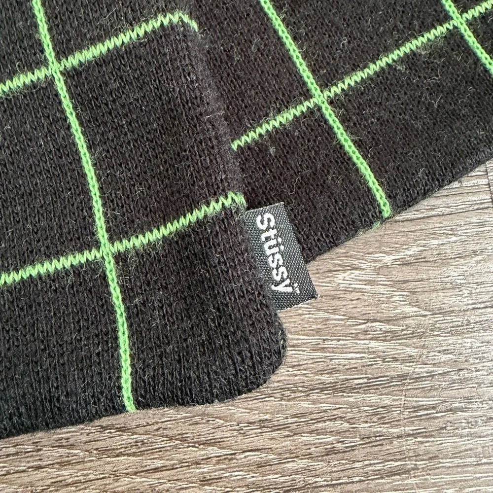 Stussy Black and Green Grid Men's Scarf